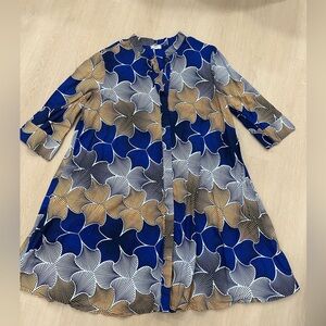 Zuri Kenya midi dress XL Blue, Gold